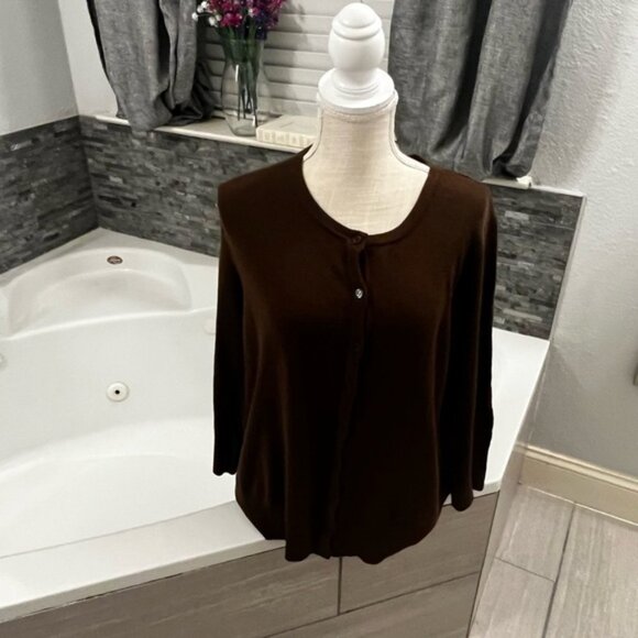 Ye Mak Sweater Women's Plus Size 2X Brown Cardigan - Picture 1 of 5